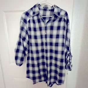 Vince Shadow Plaid Blue Shirt